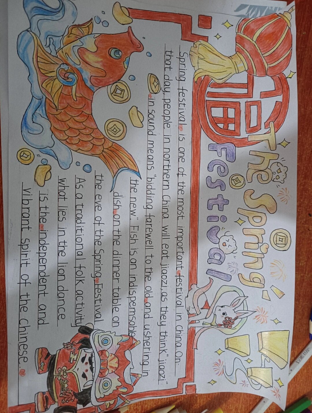 英语传统节日手抄报 因为太穷了,只有几根彩铅,我还是建议你们用马克