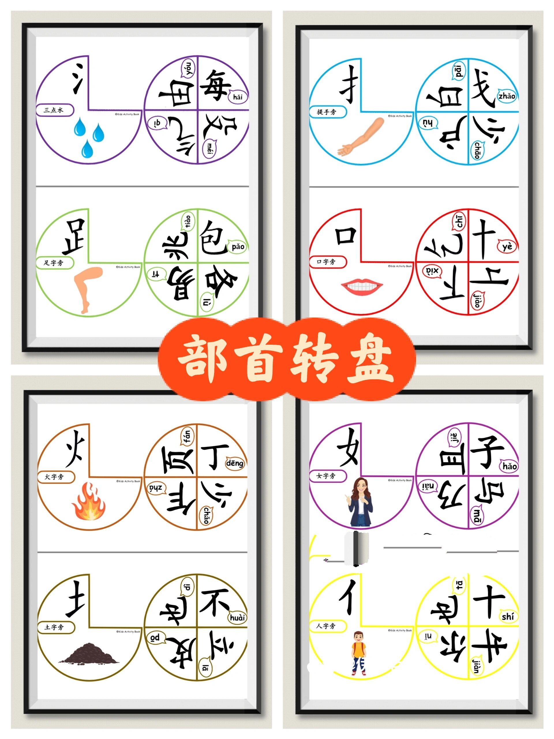 趣味识字97妈妈们都在找的部首转盘识字卡