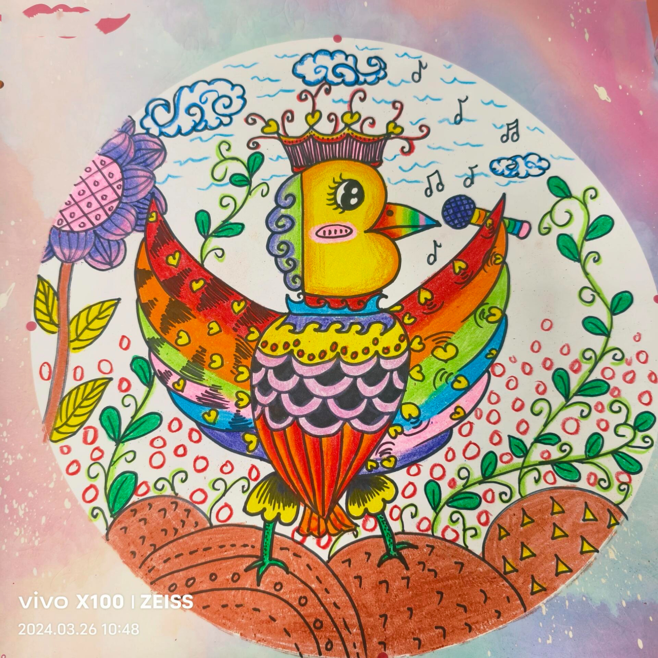 神墨绘画 《乌鸦站在石头上》