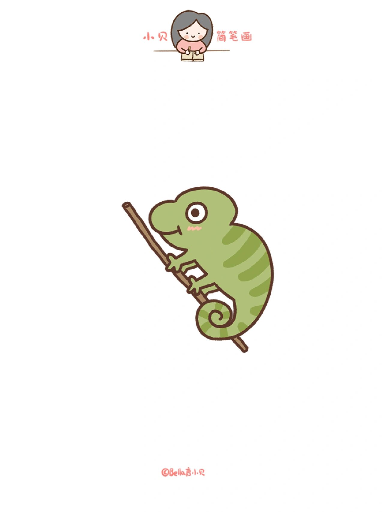 小贝简笔画-变色龙 变色龙就是因为它善于随环境的变化,随时改变自己