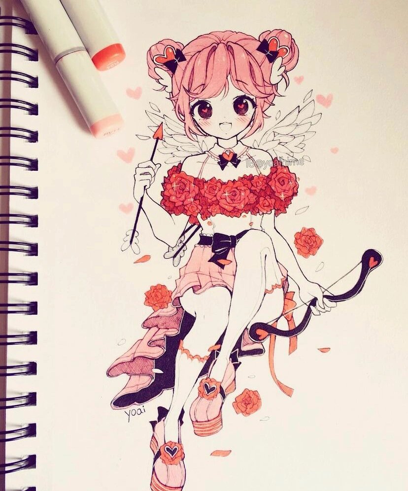 可爱的女孩 圣诞90 #马克笔手绘# 画师 yoaihime 相对于ibu chuan