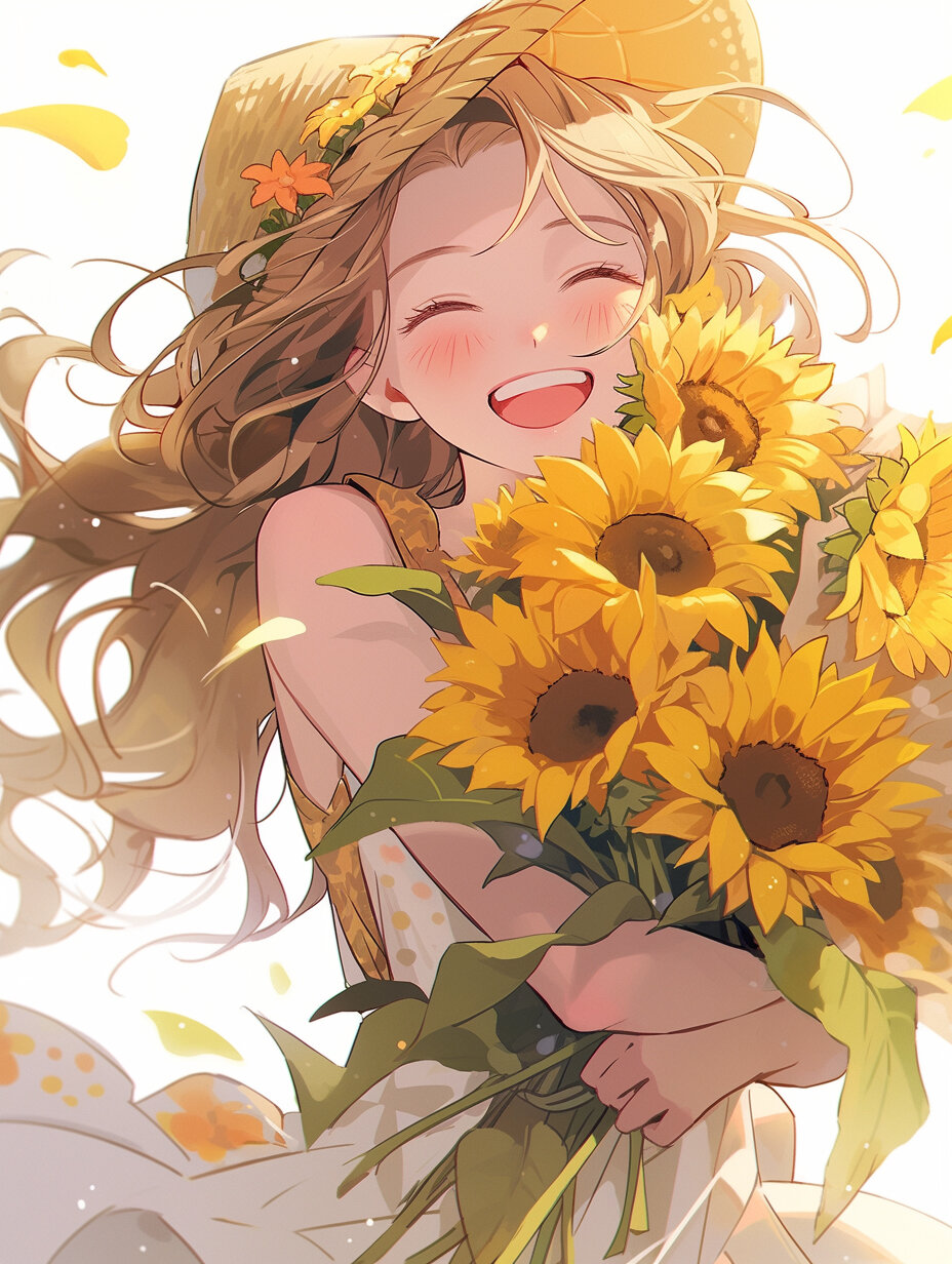 捧花女生头像