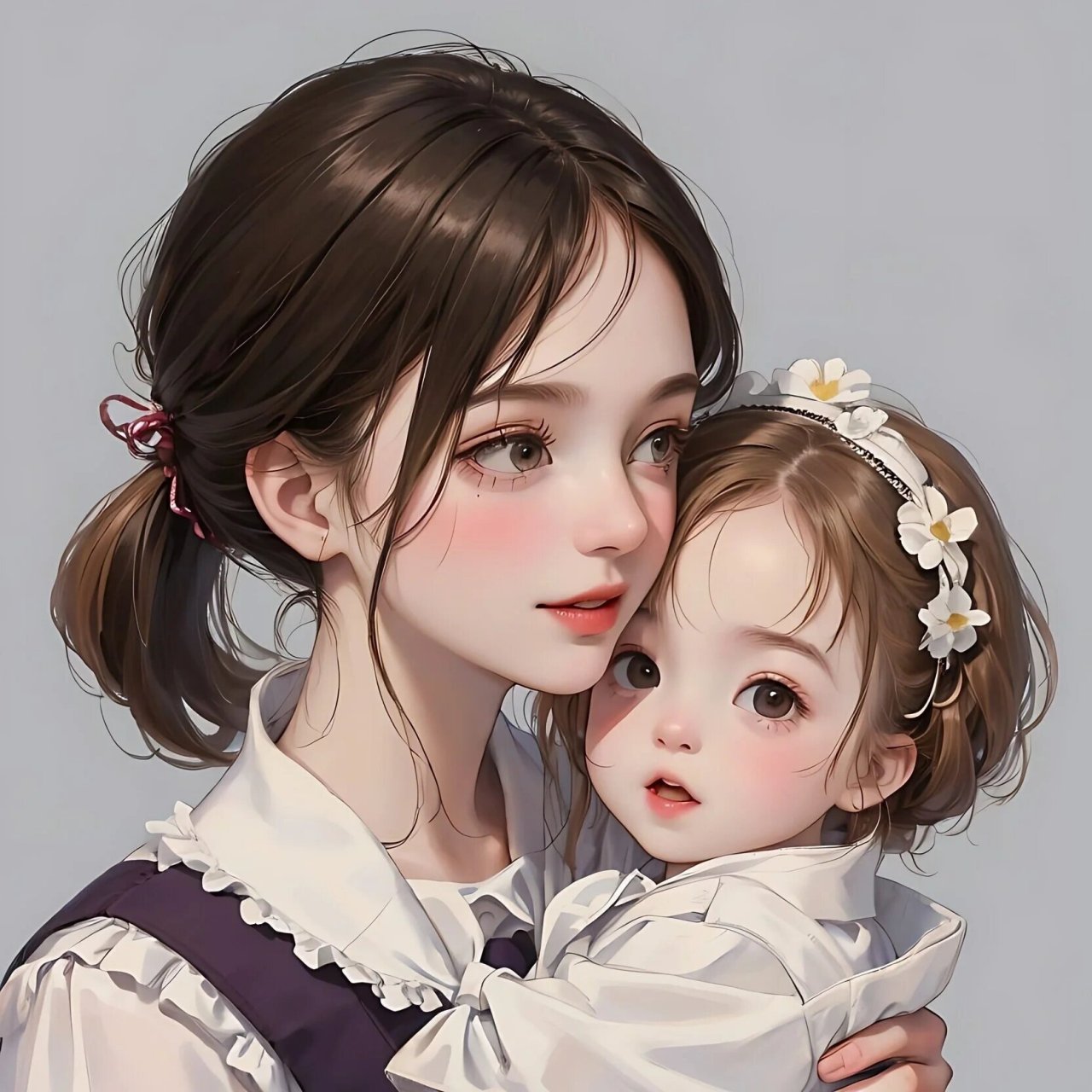 宝妈亲子头像78紫色系