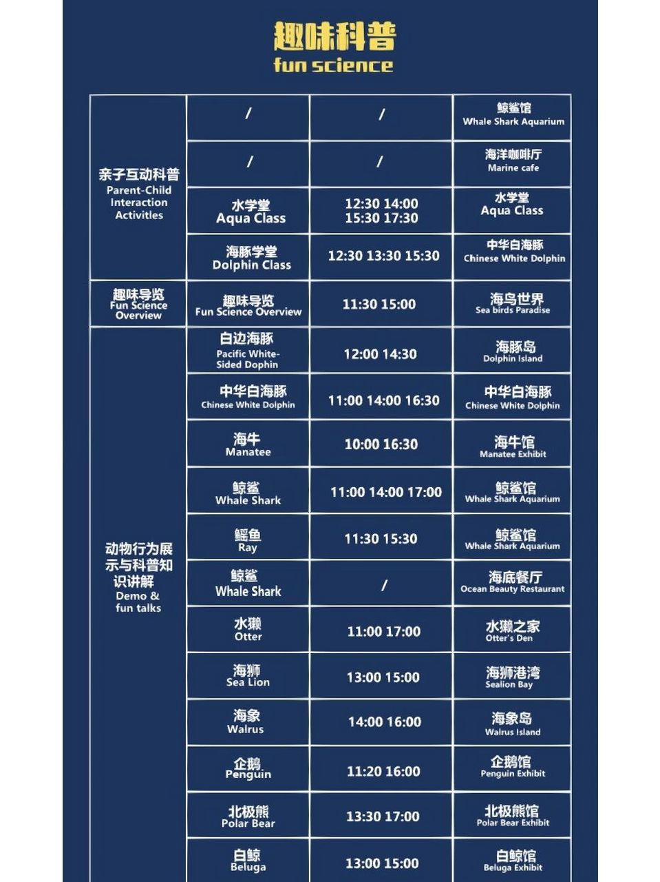 珠海长隆海洋王国各种表演的时间表 请查收