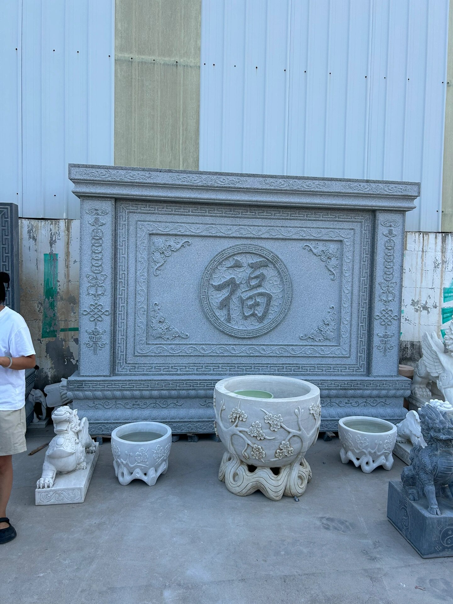 石雕影壁墙天然石材雕刻精致大气经久耐用