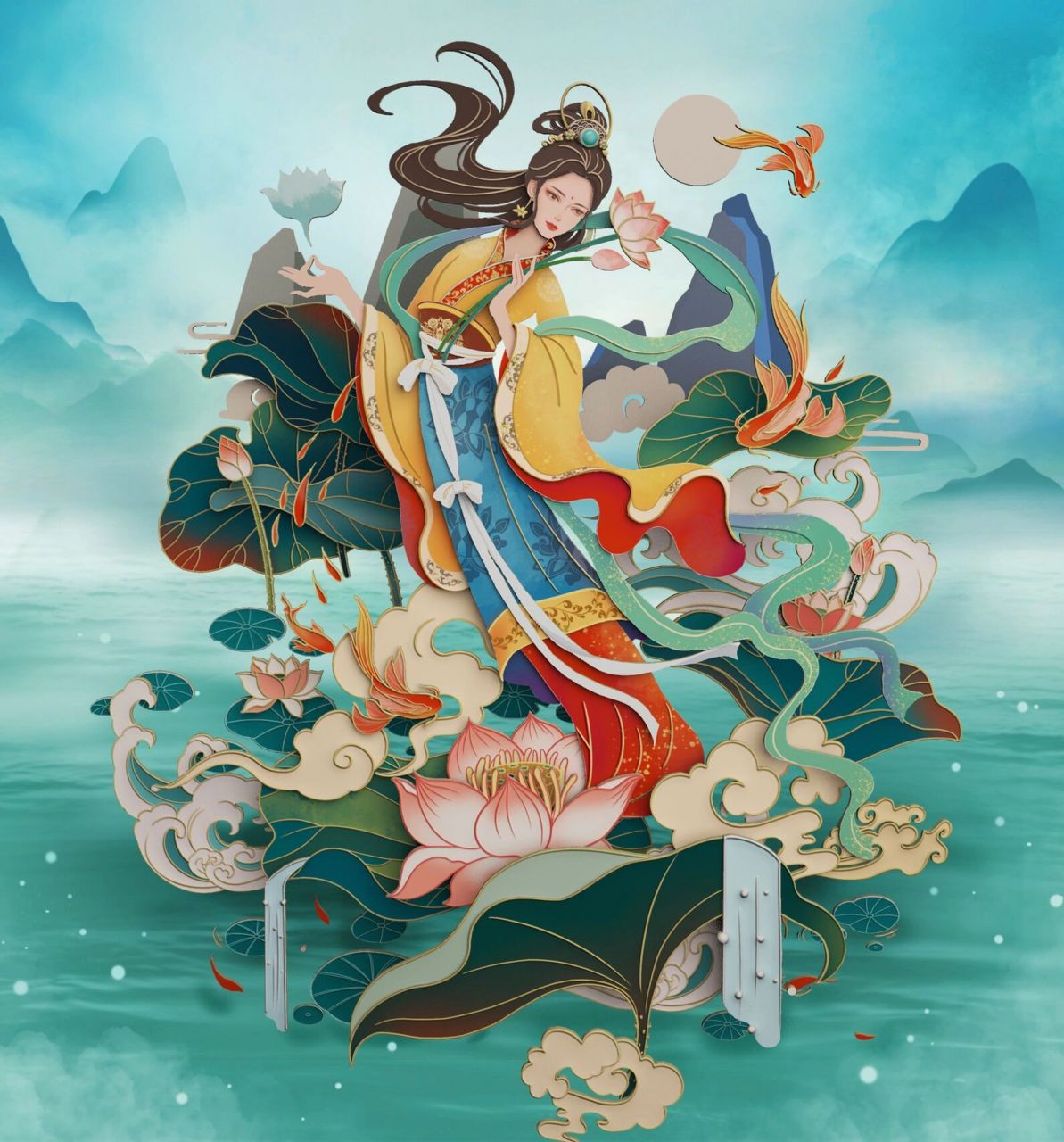 数字藏品/何仙姑人物插画(八仙系列)      96八仙系列之一,何仙姑