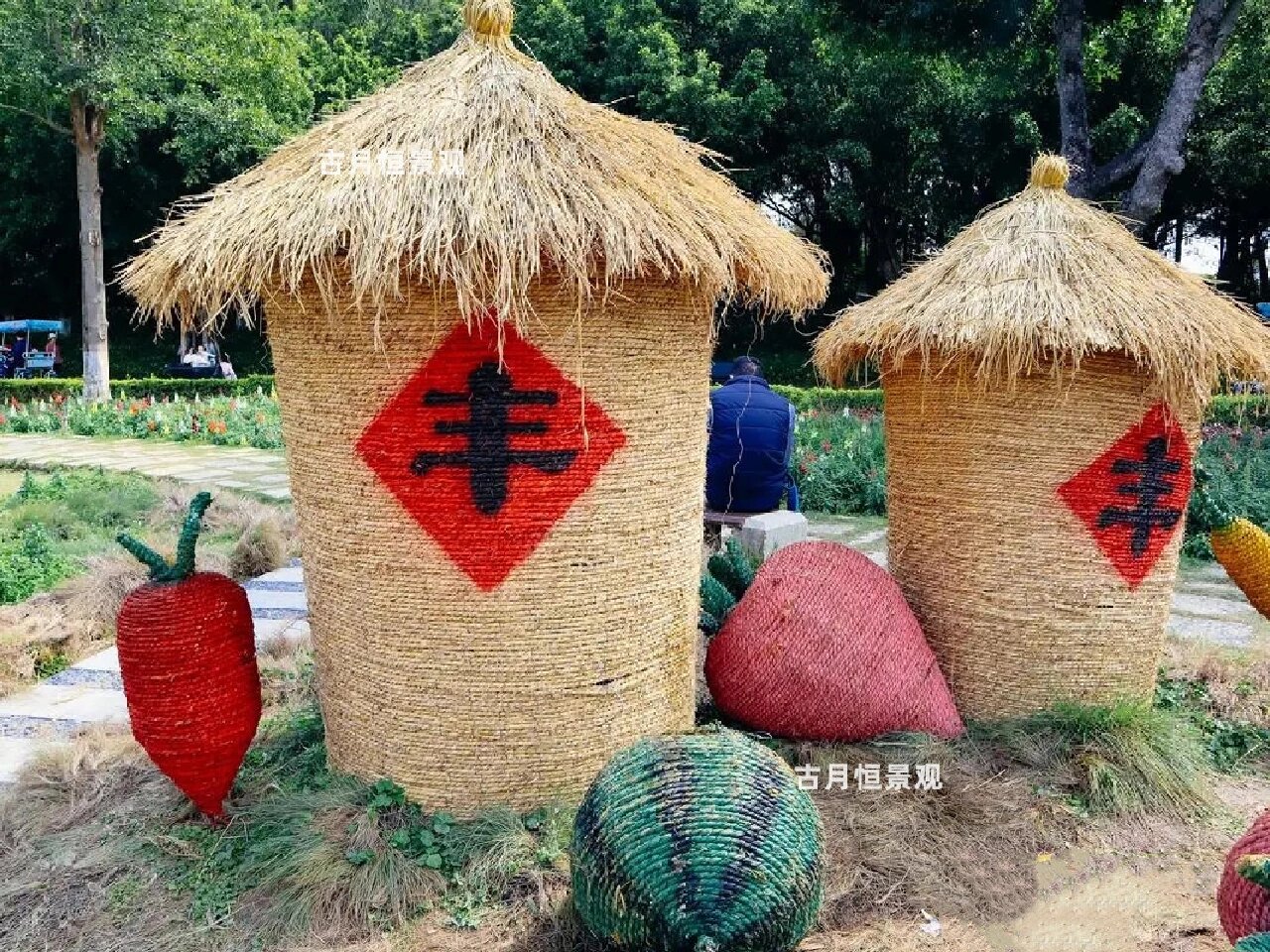 稻草艺术景观雕塑谷仓粮仓丰收节 粮仓定制稻草工艺品