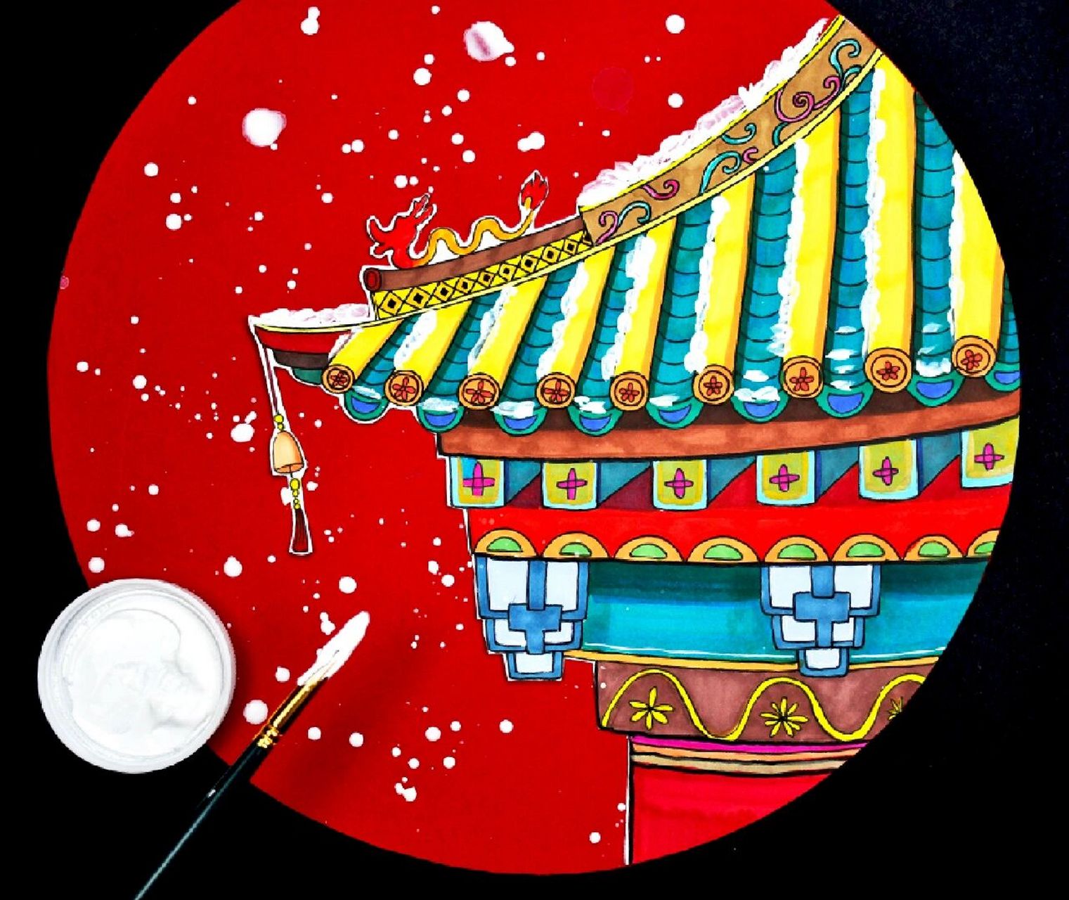 儿童画教程|古建筑屋顶上的艺术之飞檐 【教学重难点】  观察故宫飞檐