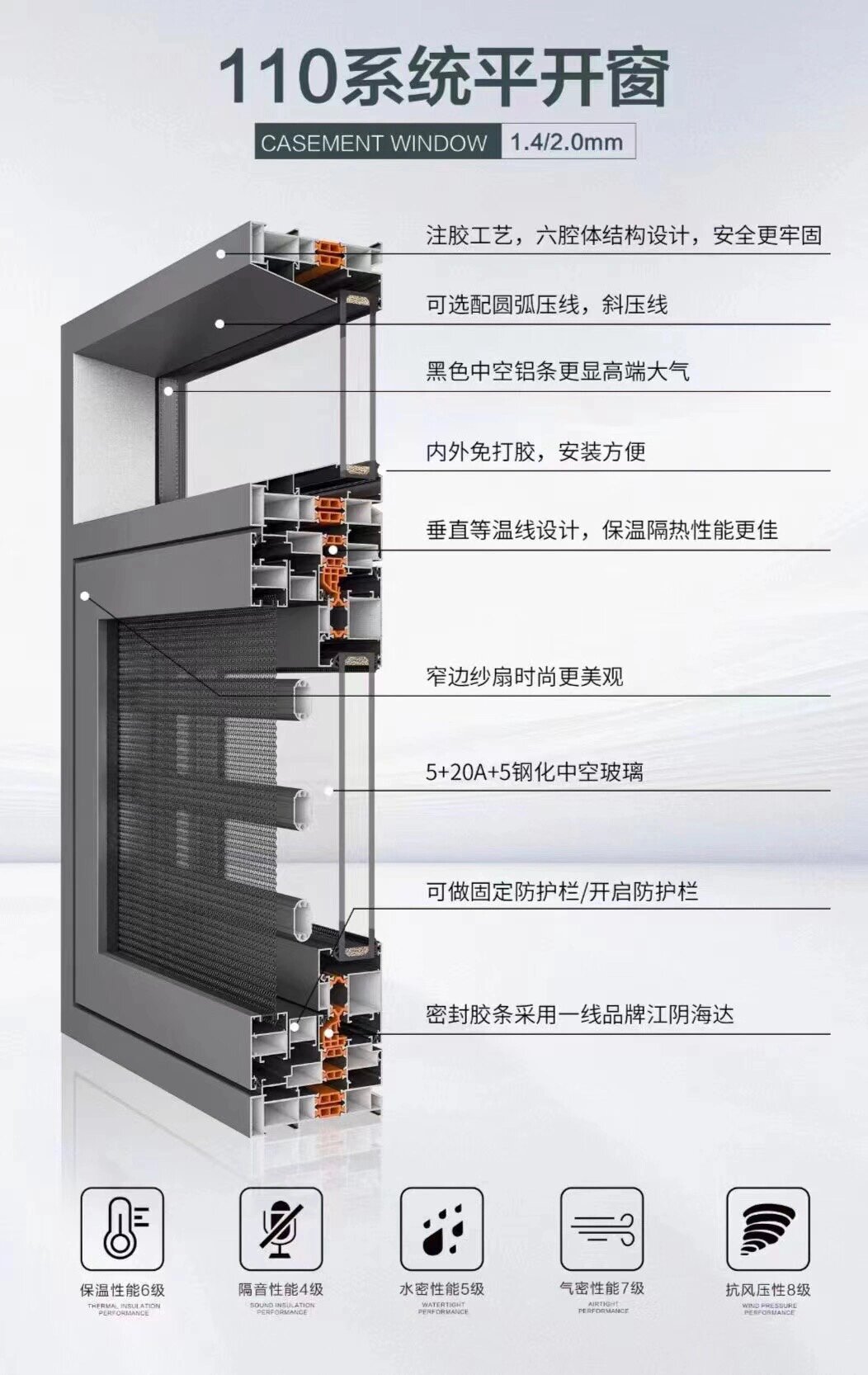 108断桥铝截面图片