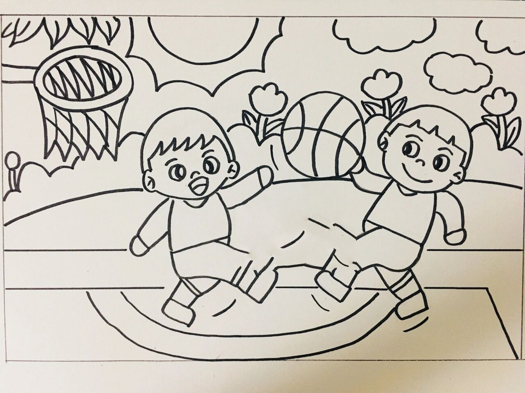 儿童篮球海报简笔画图片