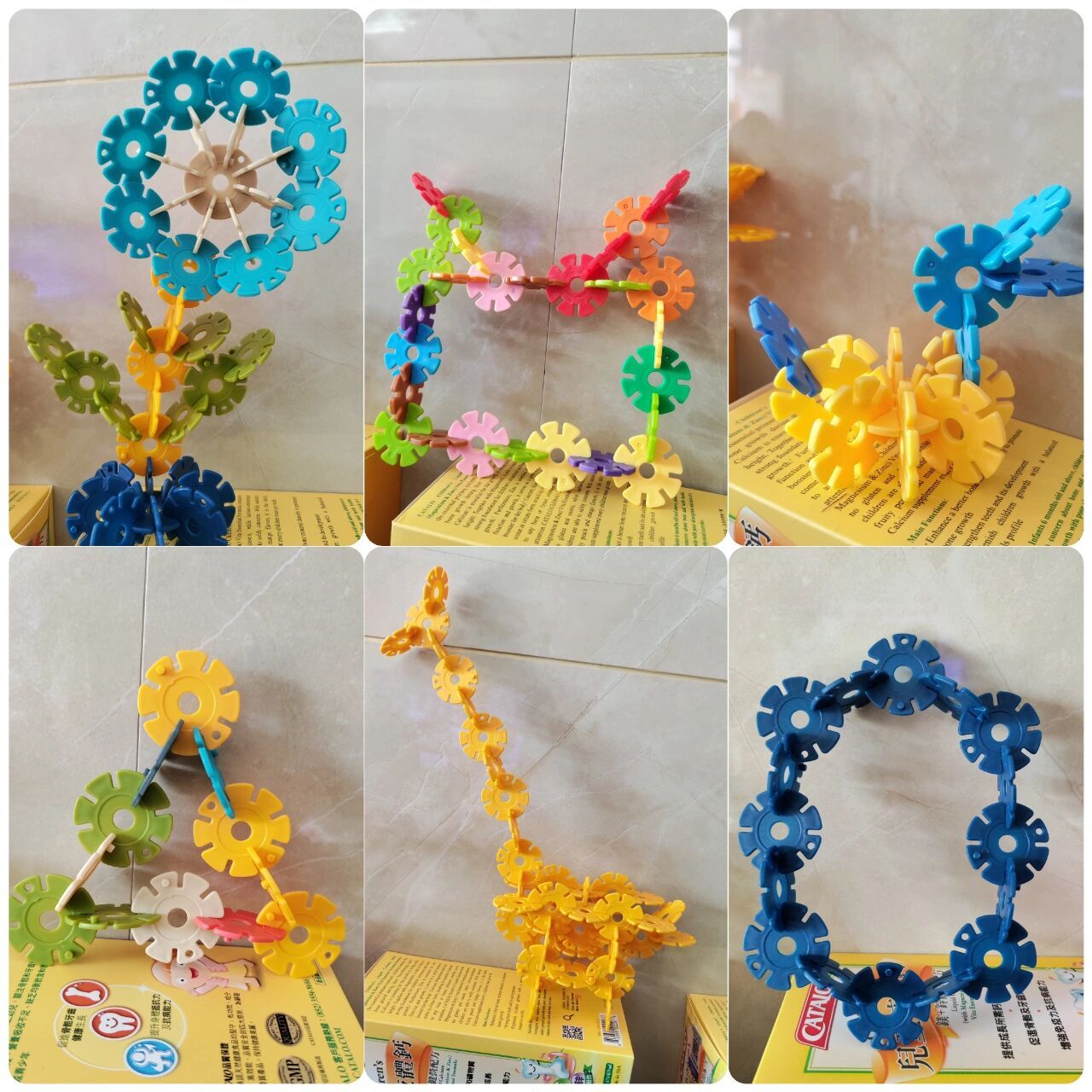 小班雪花片拼插 小班构建游戏-雪花片拼插 存在不足:1.作品牢固性2.