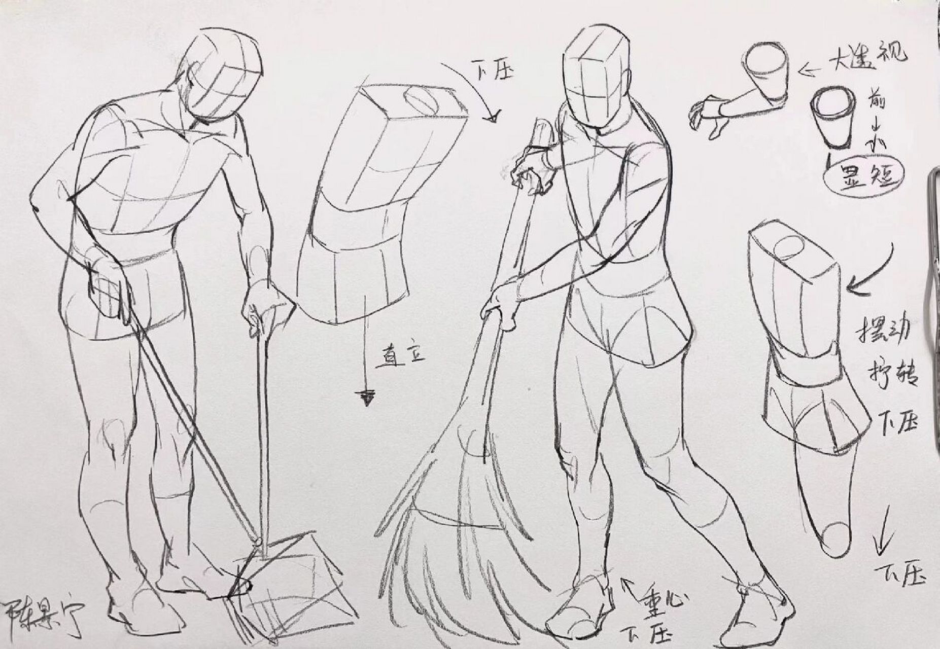 速写动态(扫地 拖地)分析 学习难度:常态★★☆☆☆动态