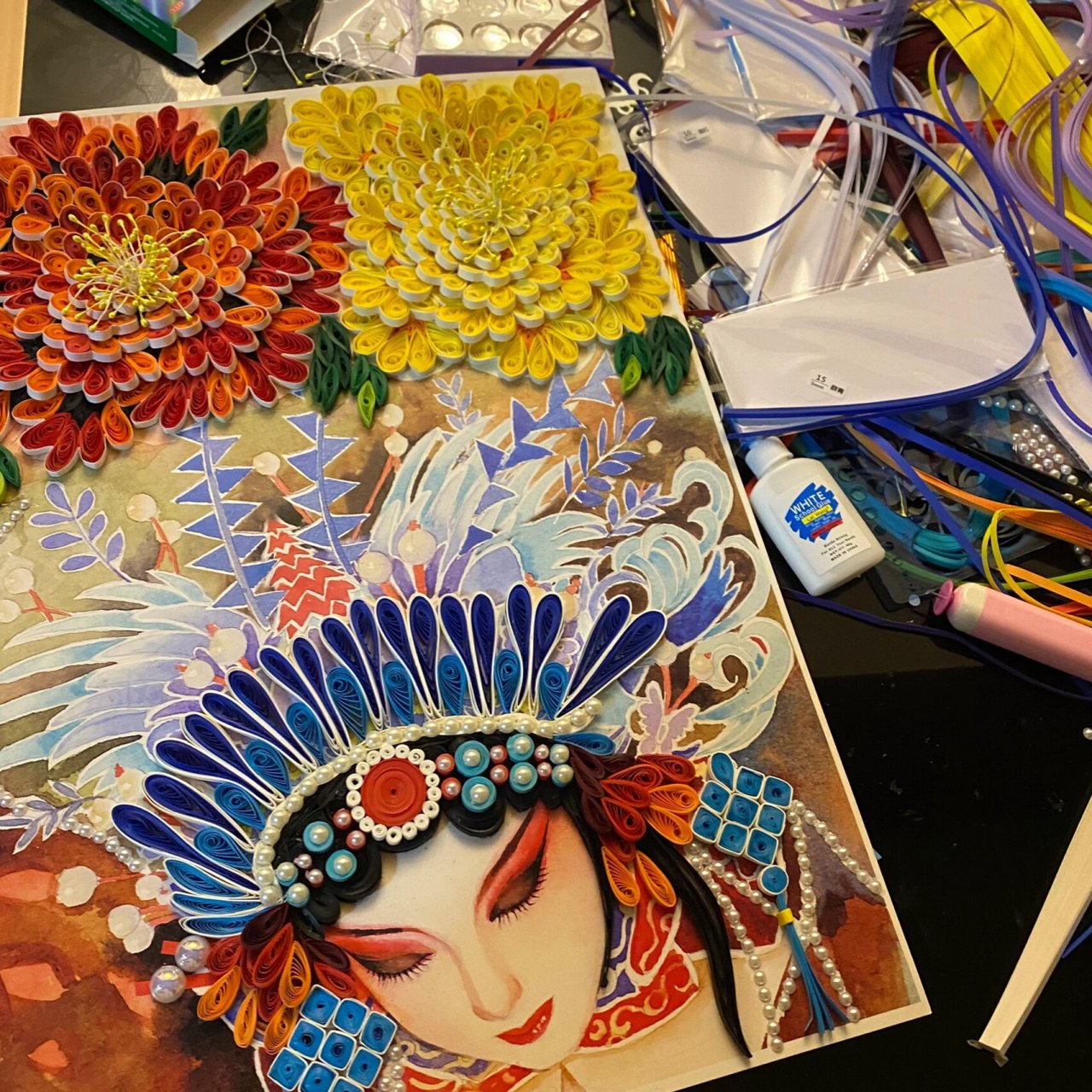 国风京剧花旦衍纸作品 耗时一周 完工