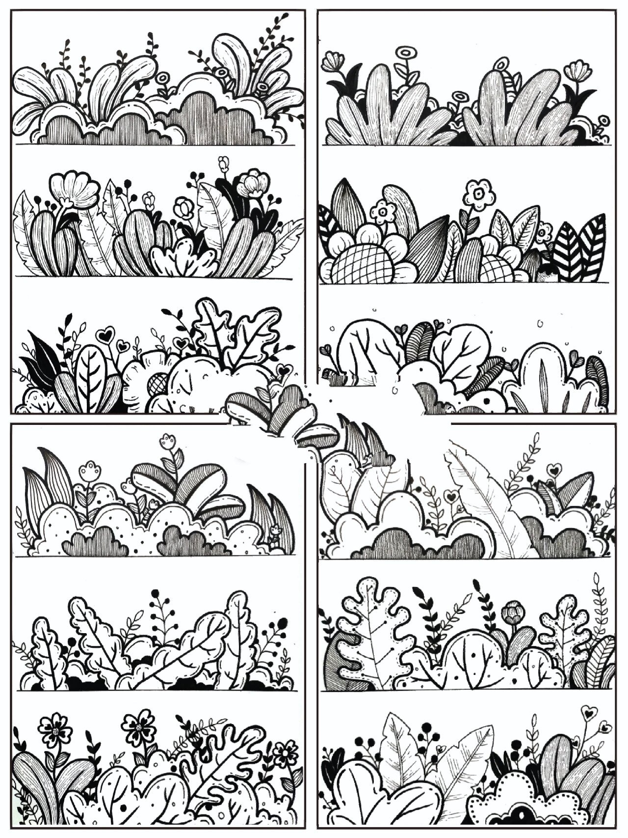 黑白线描画打卡day43 今日给大家分享简单的草丛练习 没基础的也可以