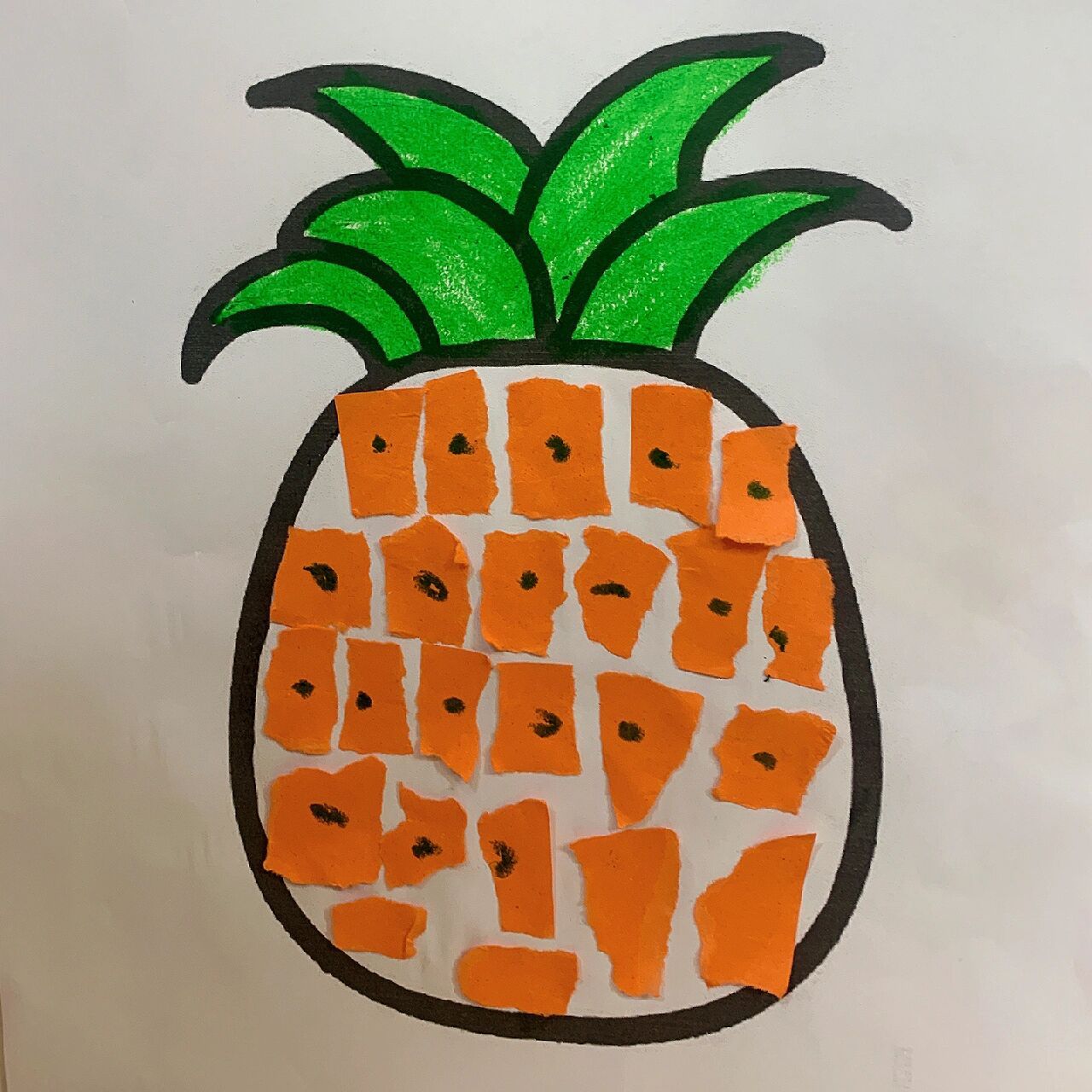 托班超简单粘贴画|菠萝