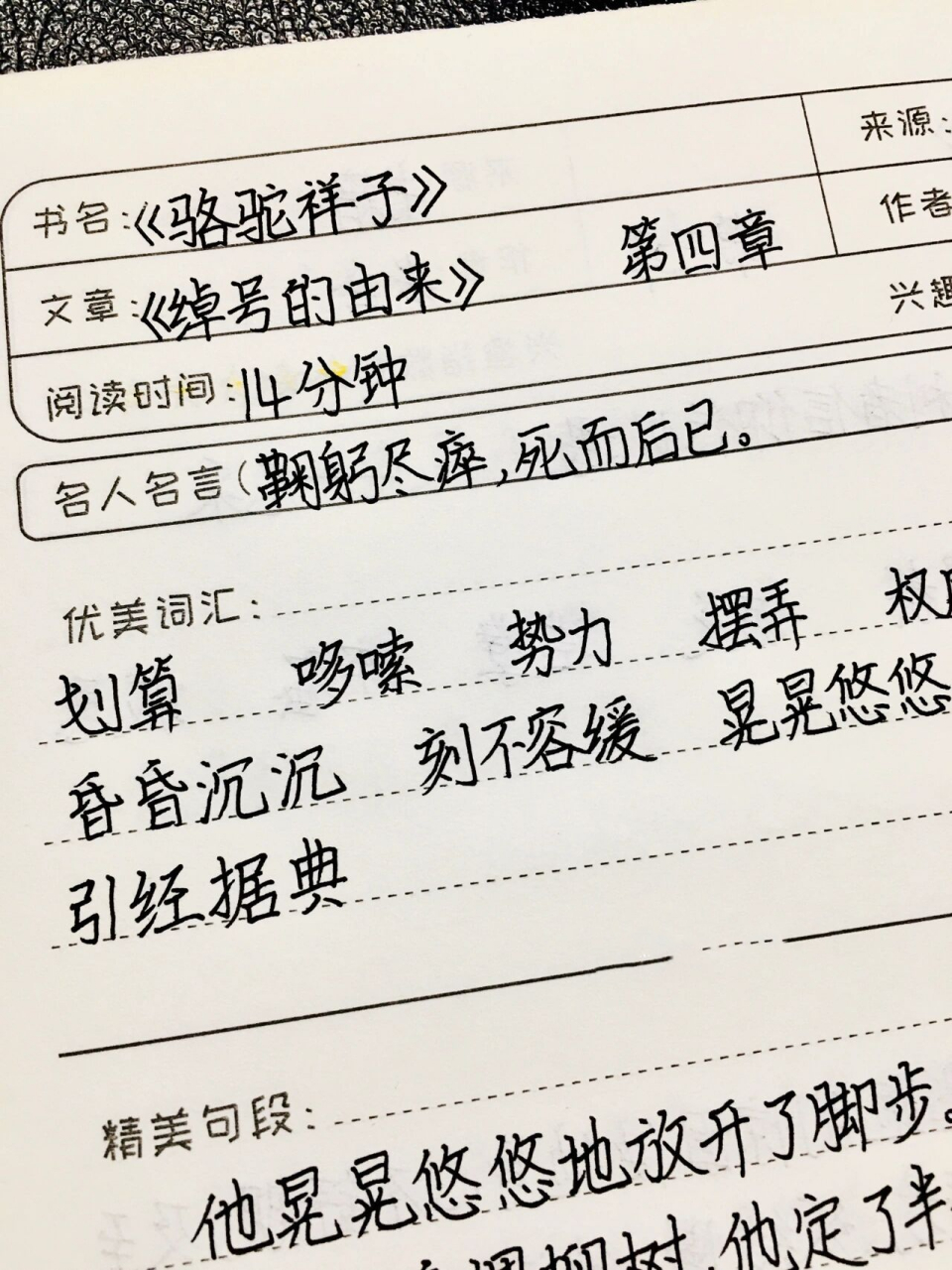 《骆驼祥子》读书笔记 第四章 绰号的由来