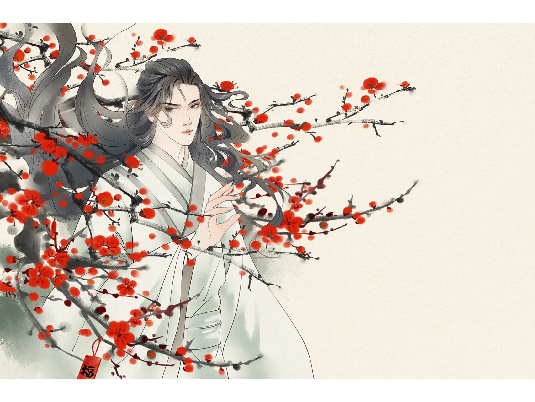 古风人物|梅兰竹菊|花中四君子拟人插画分享 96梅花象征着坚韧不拔