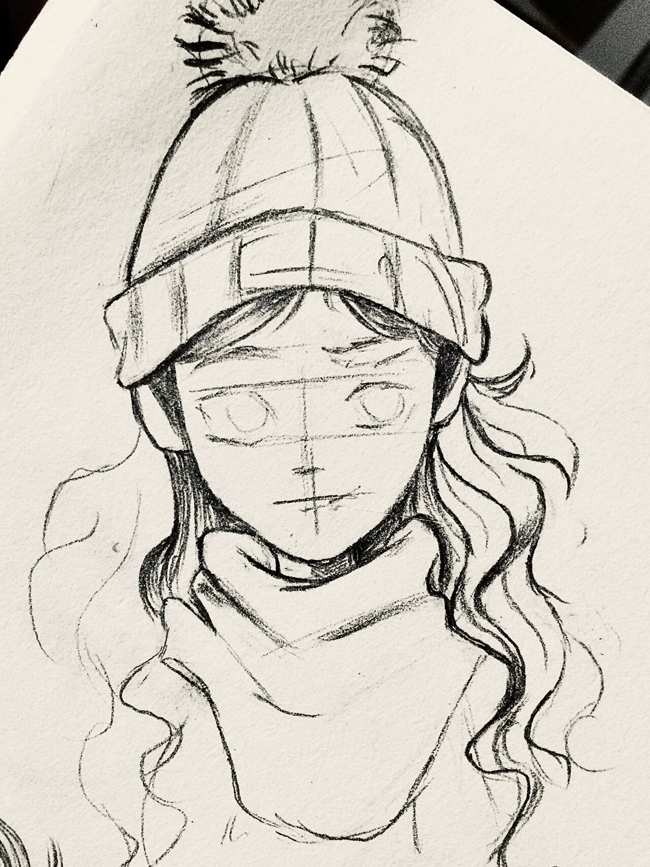 手绘少女头像线稿临摹练习(过程图