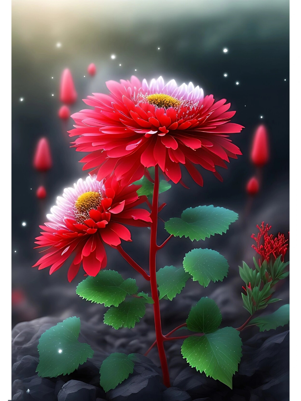 "红菊花花语是内冷外热,坚持才能收获真爱