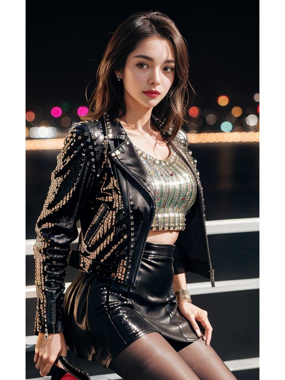 皮衣美女!来看看美女