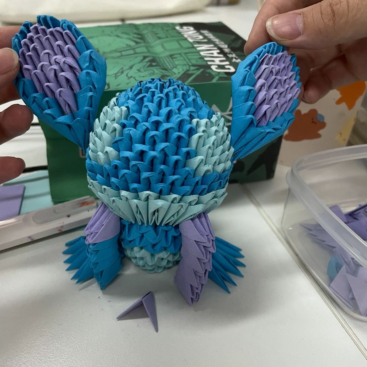 像兔子的史迪奇|三角插|手工 纸艺课小作业…不画五官真的像兔子.