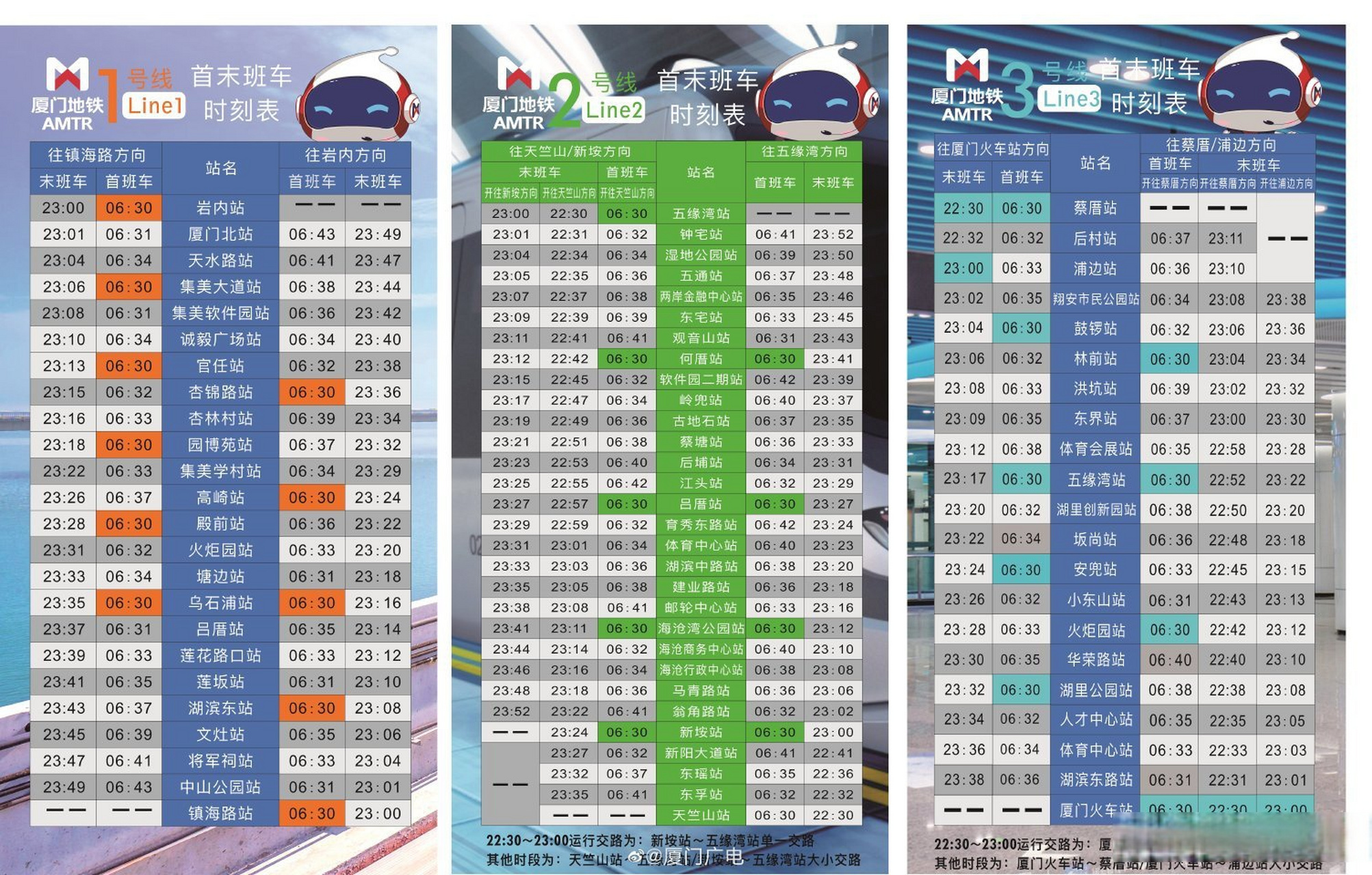 厦门地铁最新首末班时刻表#】#厦门地铁3号线新开4座车站# ,厦门地铁