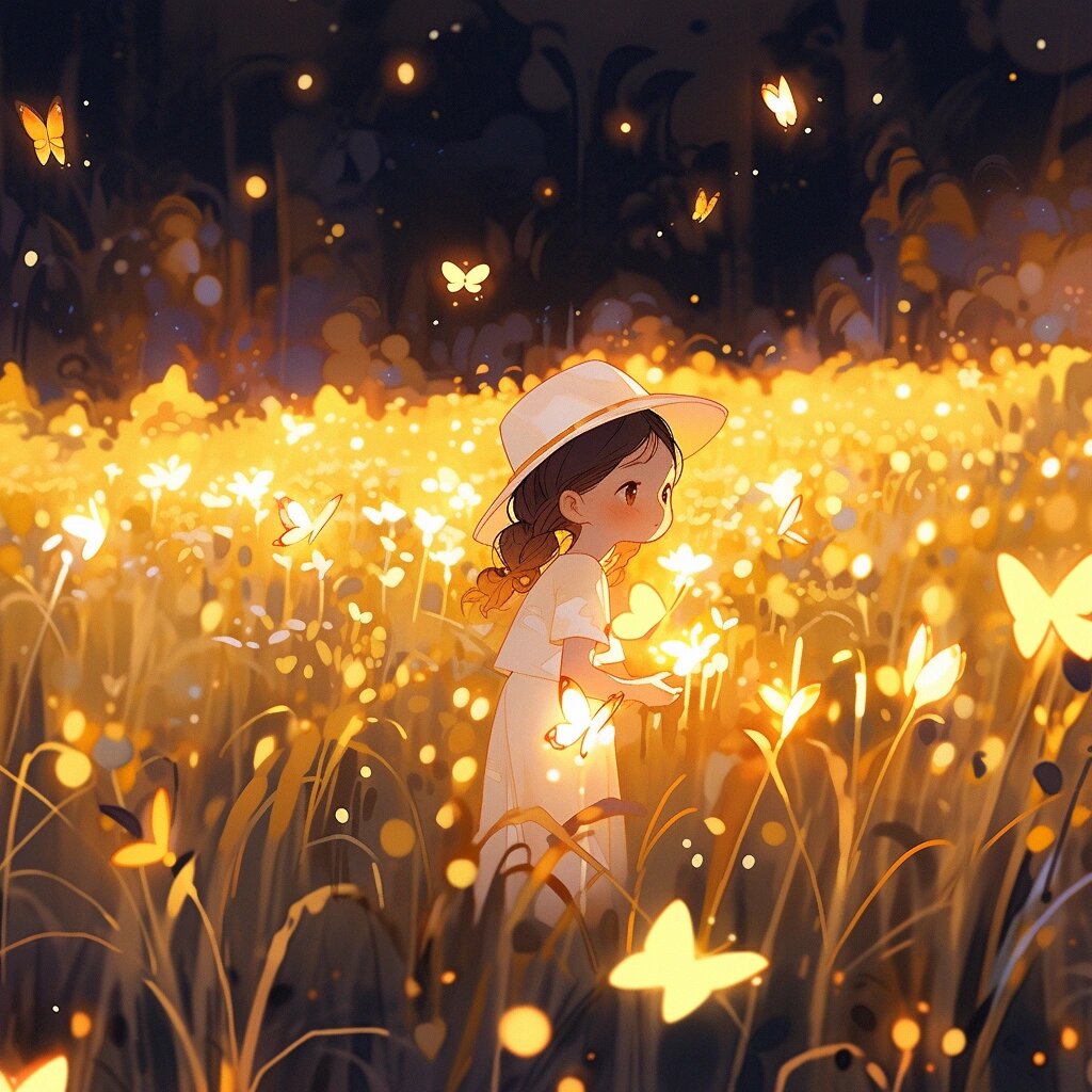 女生头像|夏日萤火虫,夜晚的魔法之光