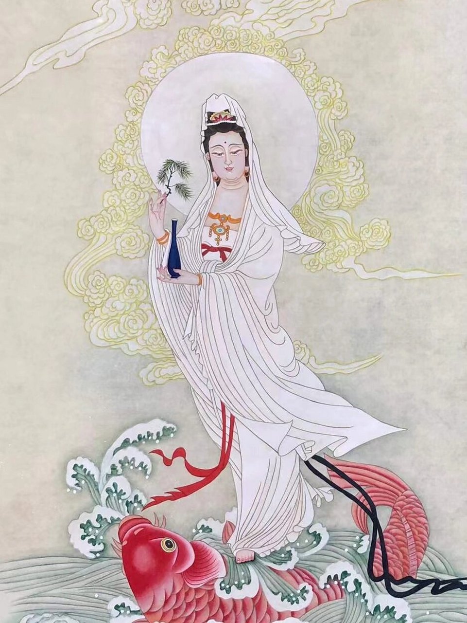 观音 送子观音 四尺人物观音480 尺寸140x70厘米,  纯手绘