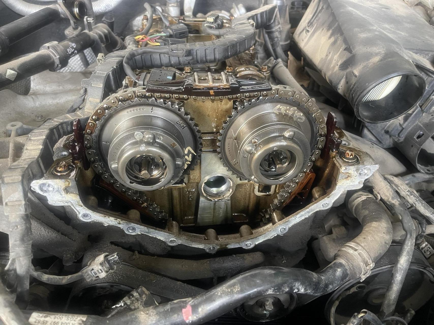 奔驰271发动机凉车打火异响,更换进排气vvt轮