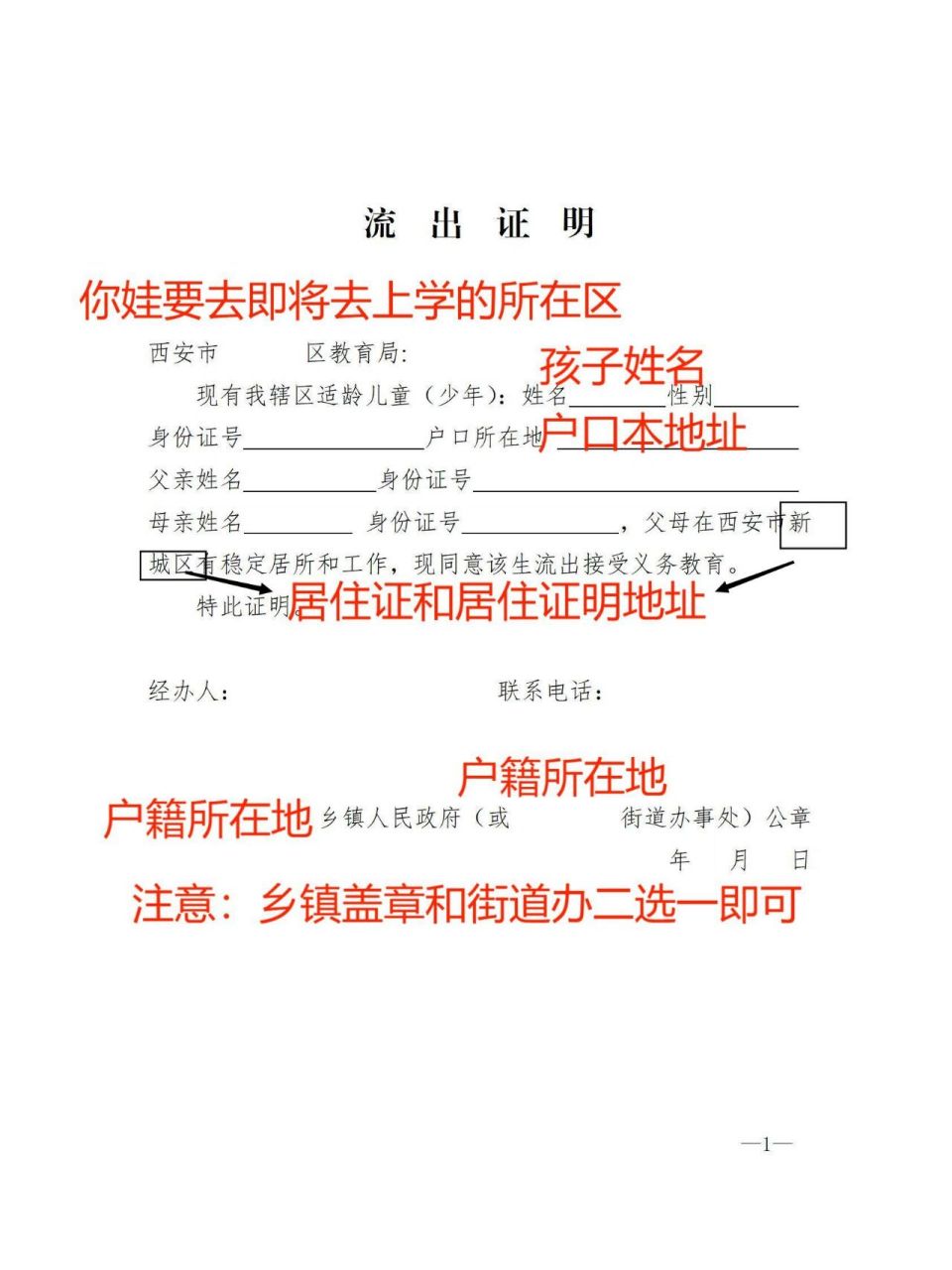 幼升小准备四证时,不知道如何填流出证明,一图教你如何填流出证明?