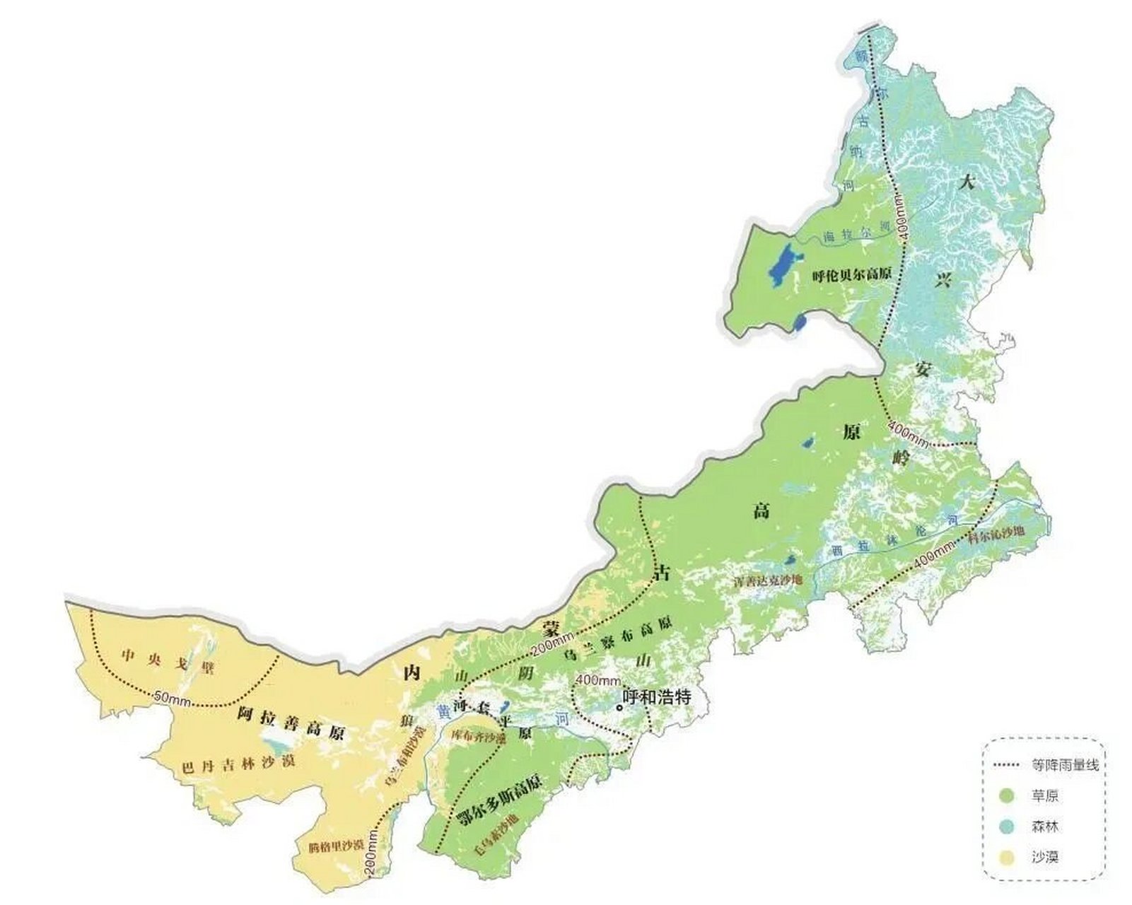 蒙古族分布 分旗县的人口比例地图,蓝色系是超过50,红色系是低于20%