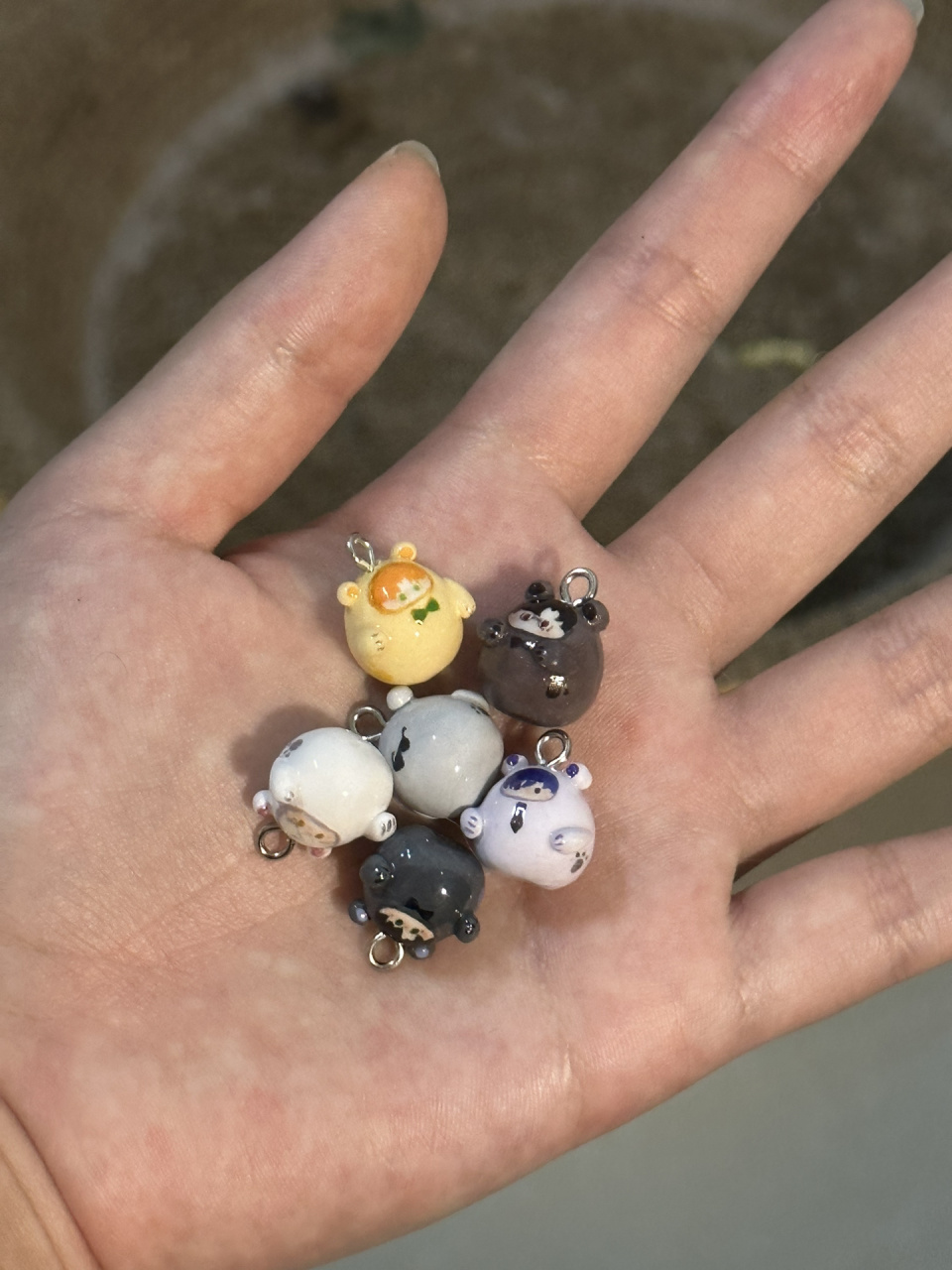 9392 手作石塑粘土熊熊挂坠!接定制!