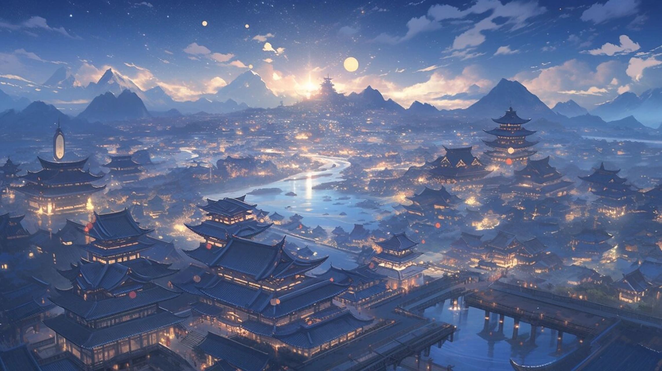 93古风夜景78aigc #aigc# #midjourney# #夜景# #ai插画# #插画