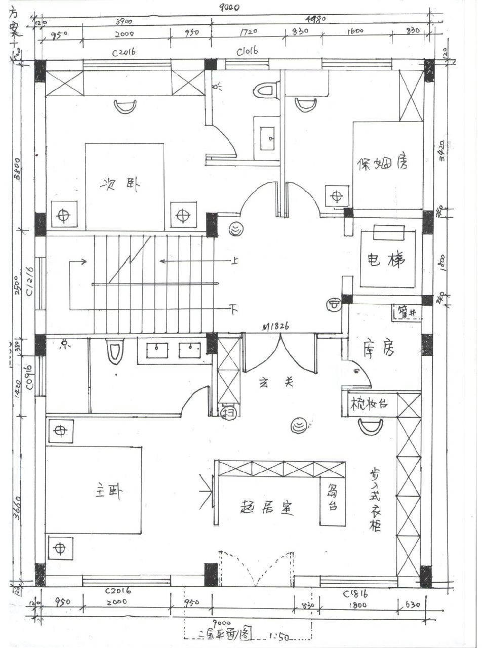 宽9米深12米自建房图纸图片