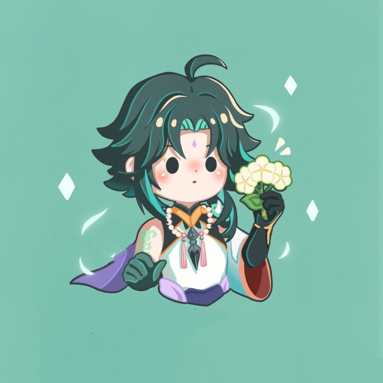 原神人物q版头像(风男) 魈:三眼五显仙人, 魈,听召, 前来守护.