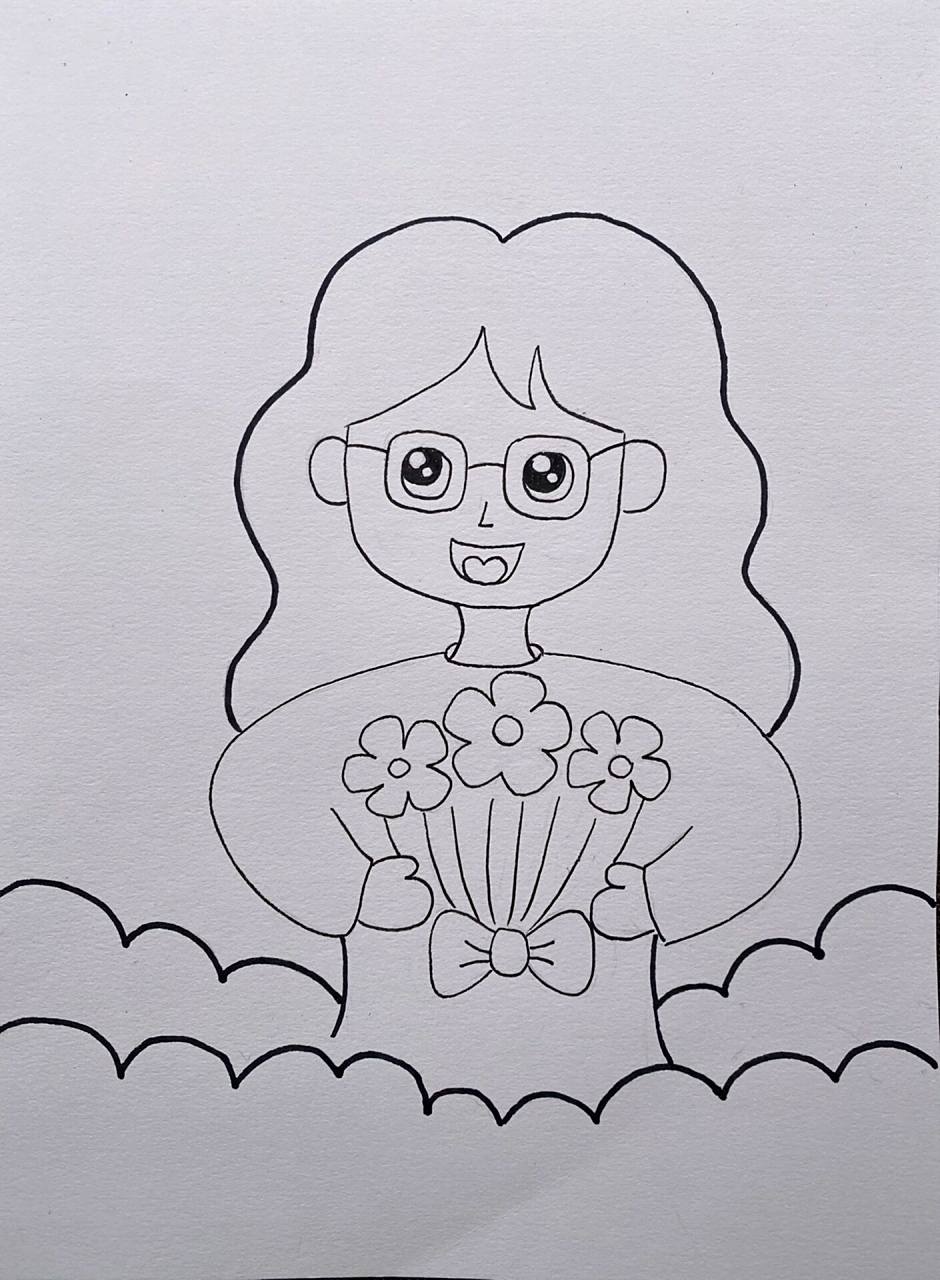 我最爱的老师画像. 老师人物儿童画.