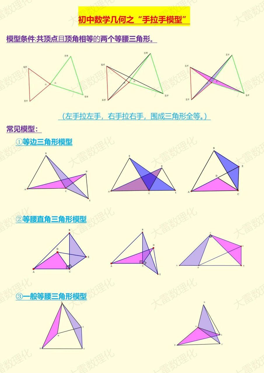 手拉手模型的11个结论图片