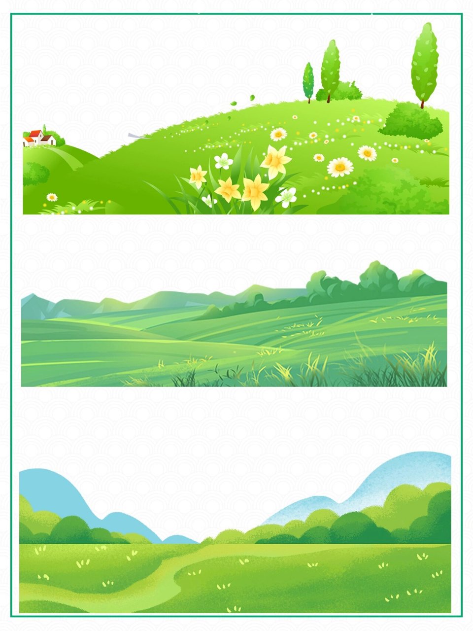 143|免扣|绿色清新97卡通插画草地素材 今天分享一组绿色草地png