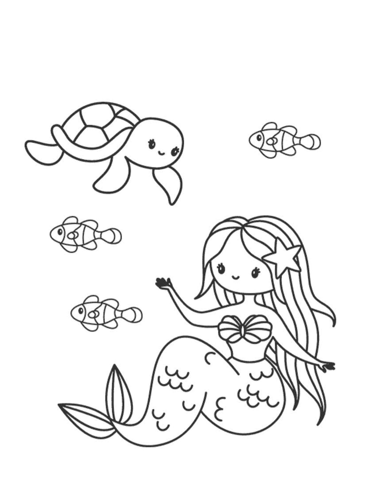 美人鱼涂色简笔画(1)