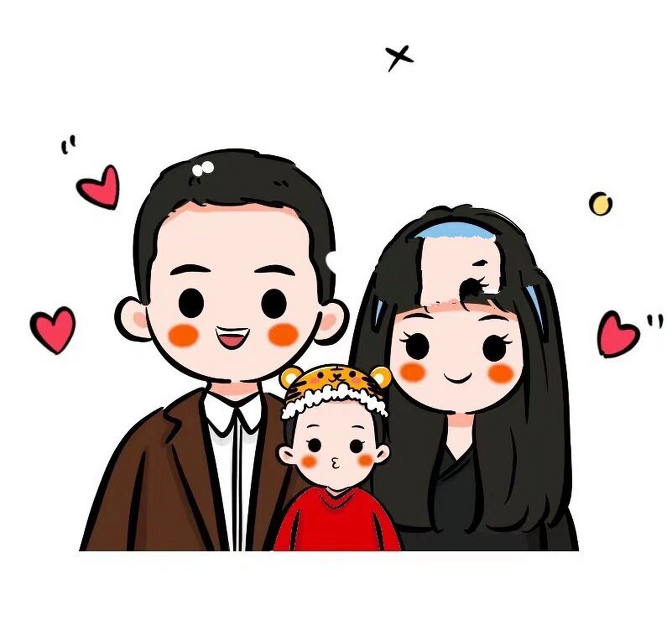 萌萌哒～全家福简笔画头像可爱幸福一家人 幸福的三口四口之家93