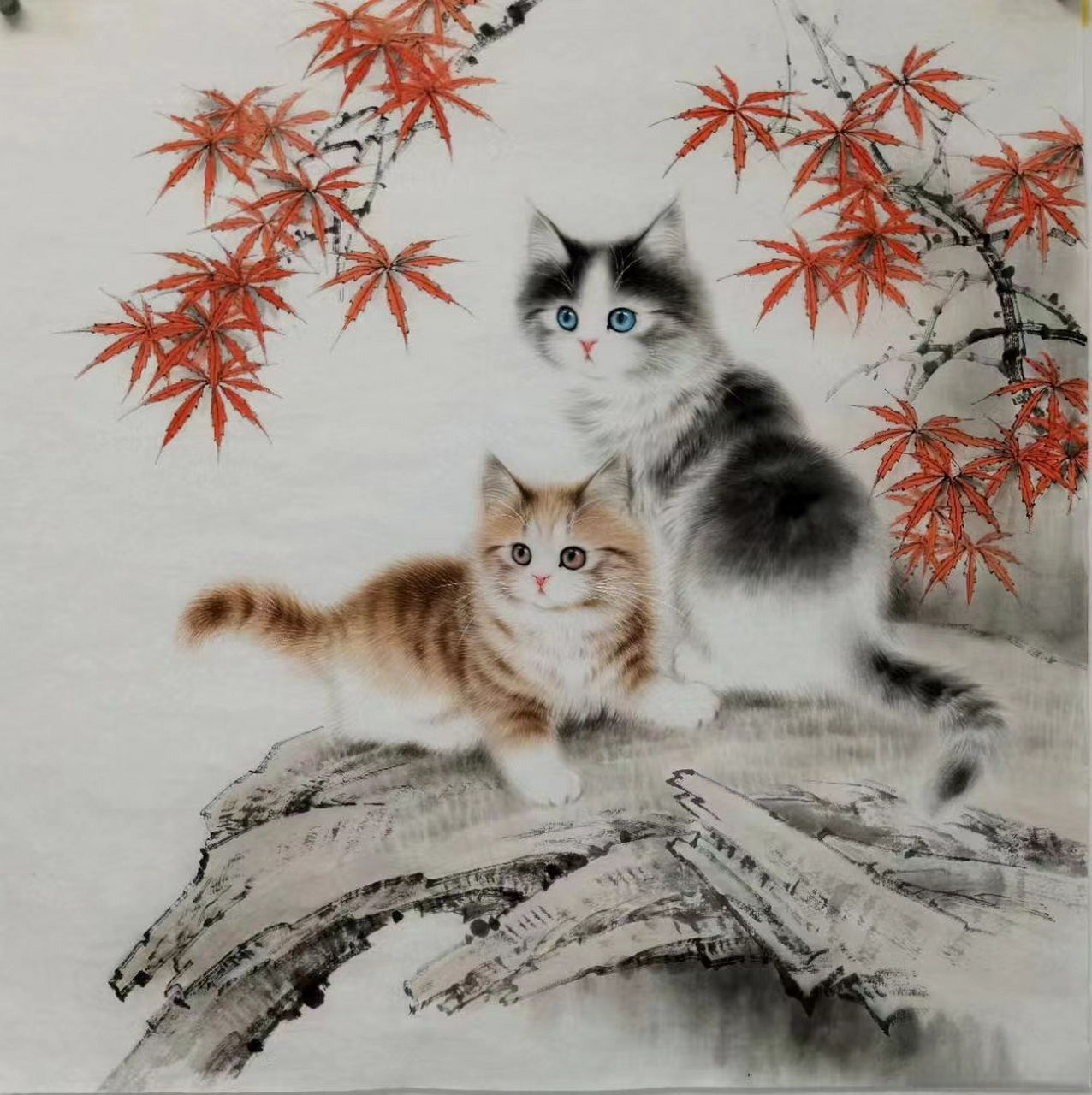 当代猫中美协王秦文轩老师作品#遇见艺术##国画