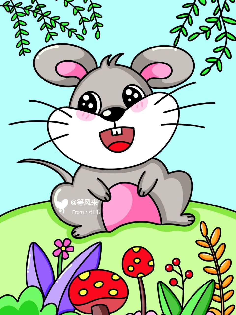 老鼠 创意画 儿童画 简笔画 有线稿 #创意美术儿童画# #儿童简笔画