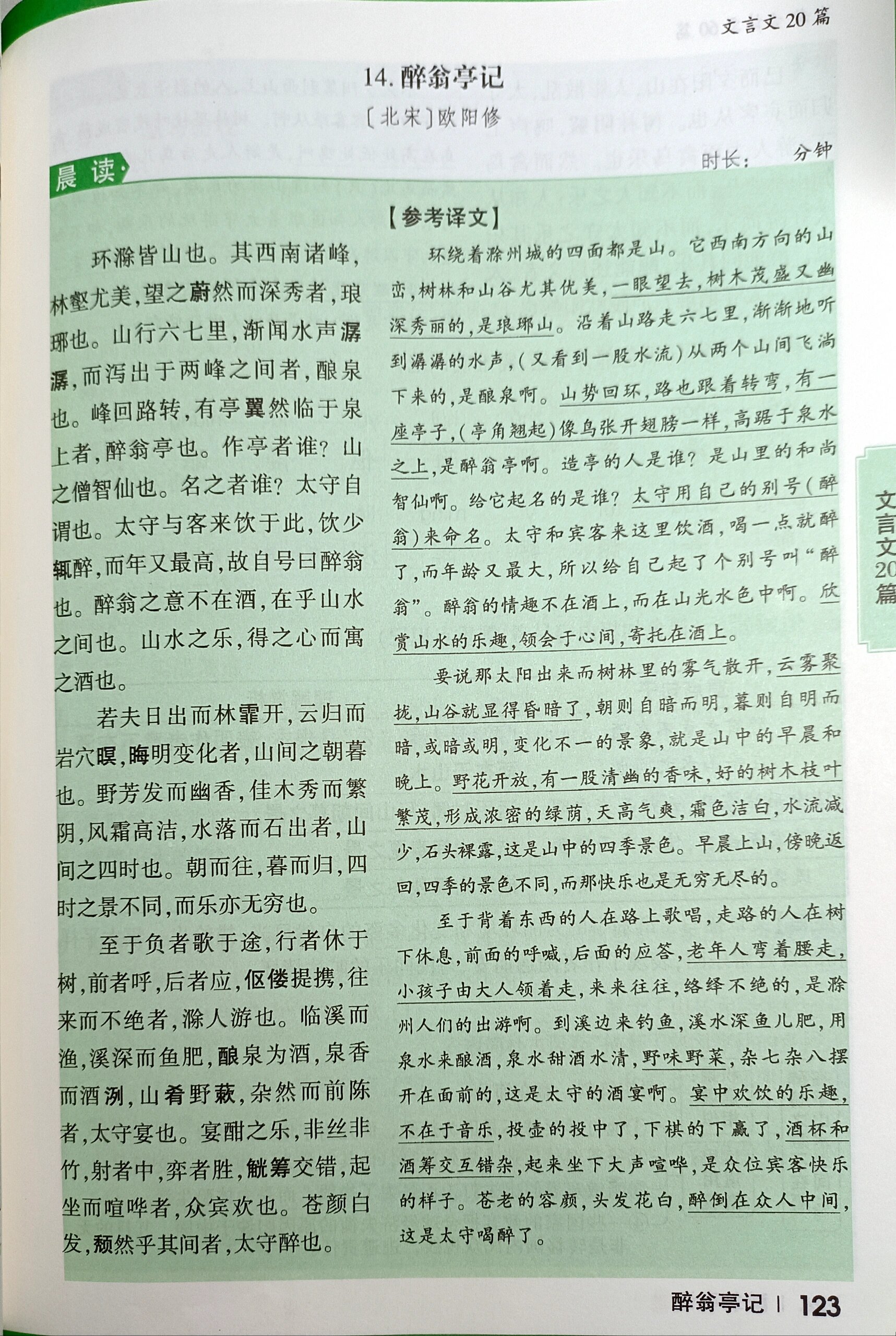 醉翁亭记翻译手抄图片