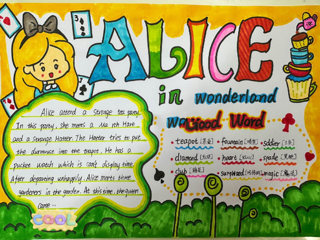 《爱丽丝梦游仙境》英文版手抄报
