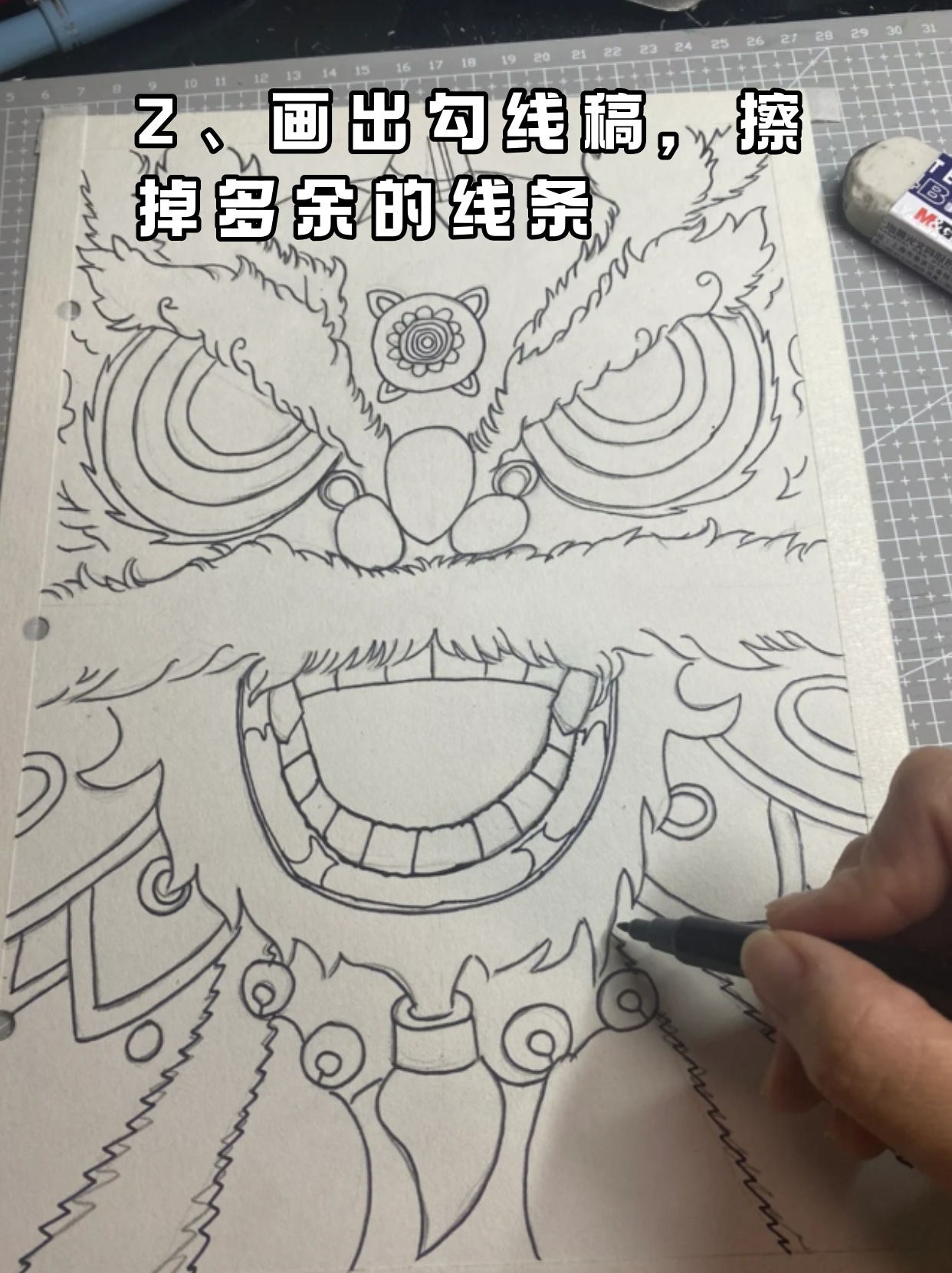 狮头怎么画 舞狮子是中国优秀的民间艺术,每逢元宵佳节或集会庆典