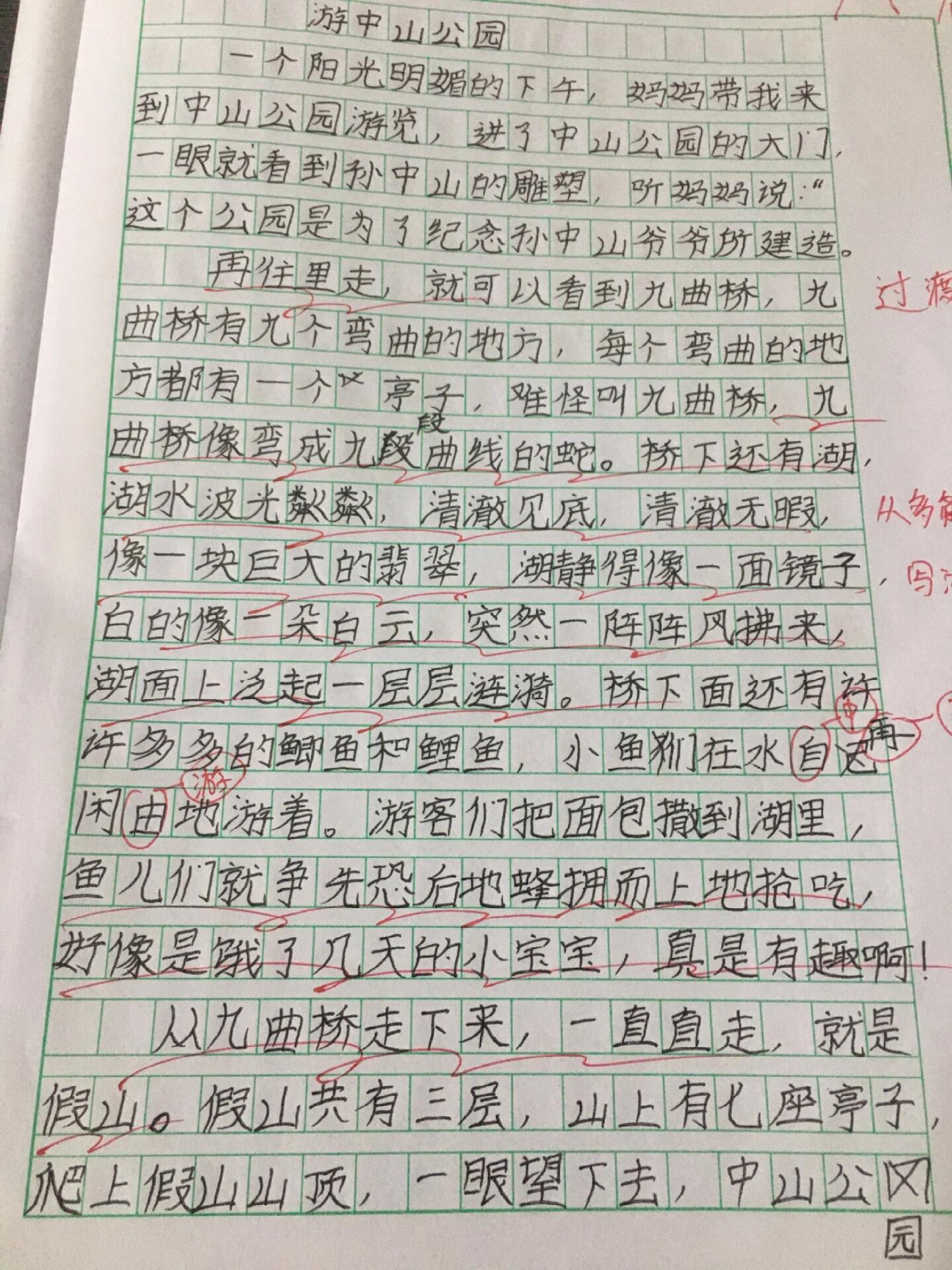 四年级下册作文 《中山公园》