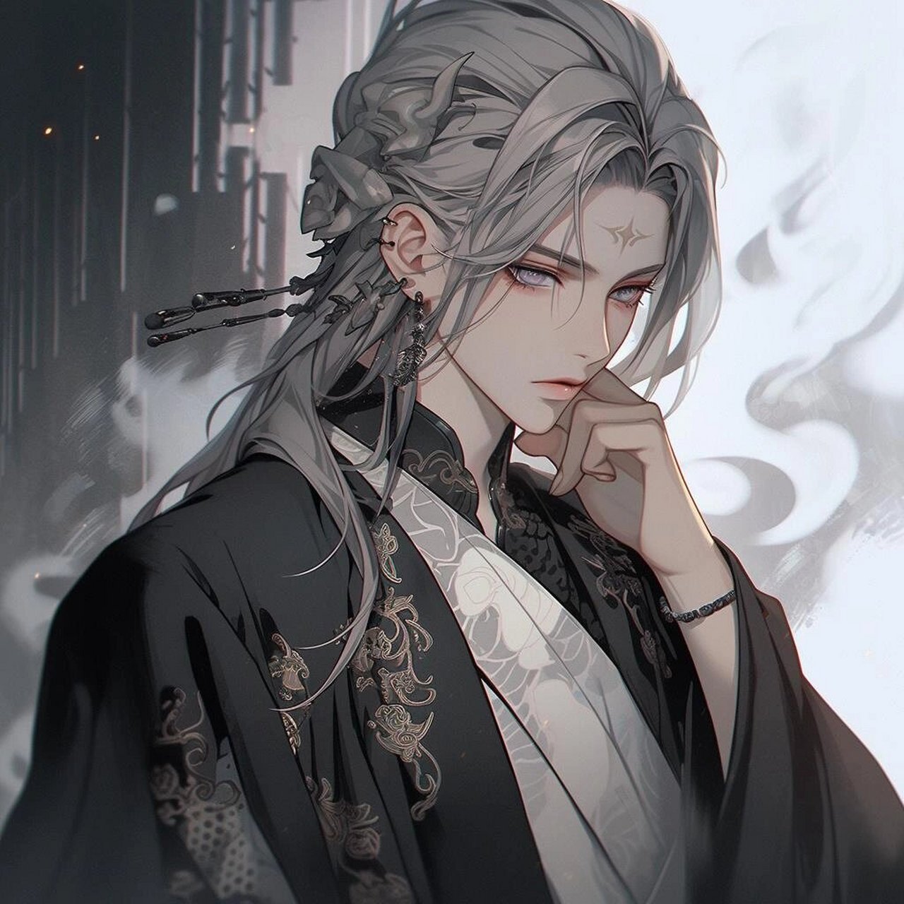 mj94情侣头像·黑色野玫瑰·旗袍御姐