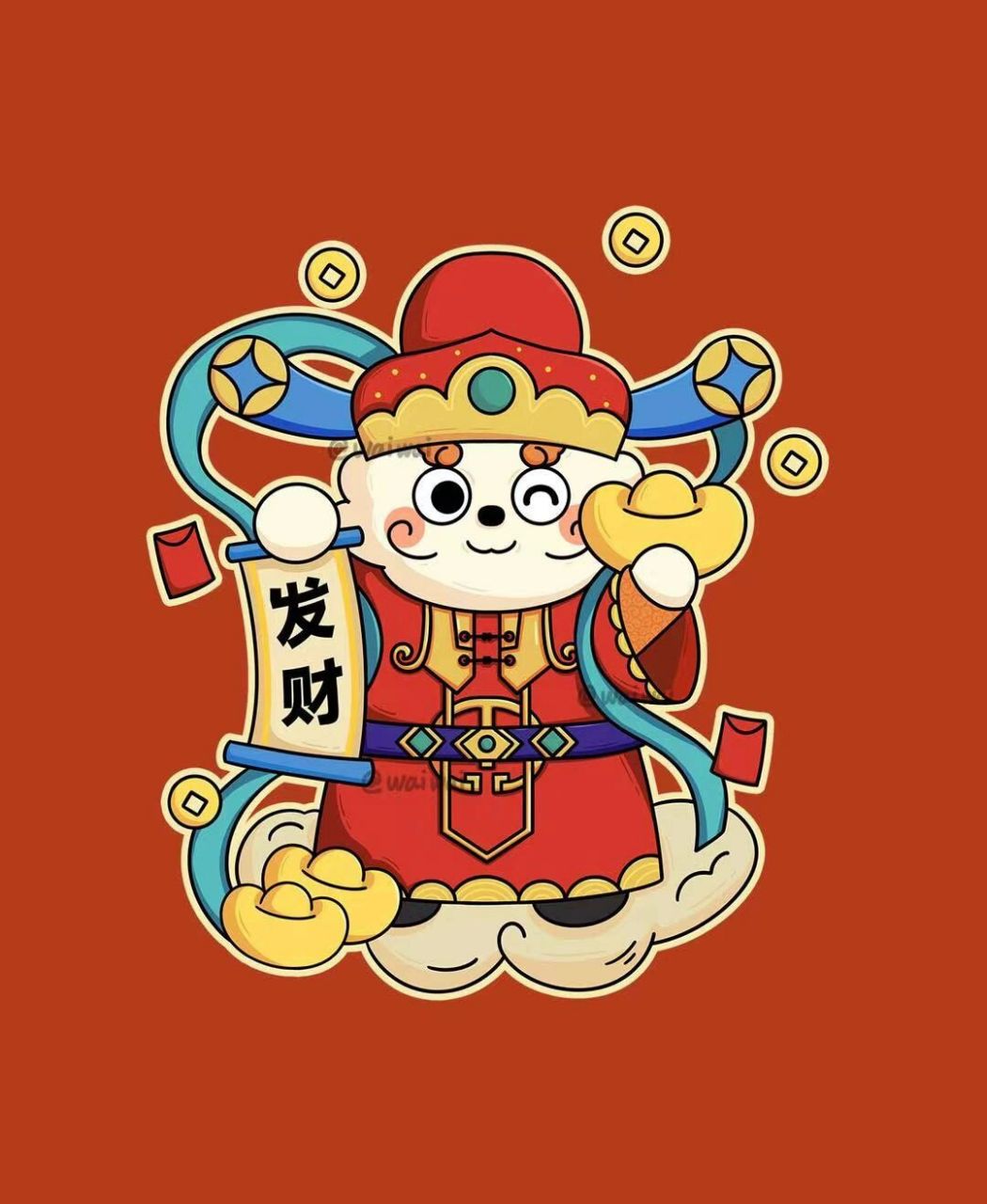 93财神驾到|舞龙灯 #财神# #国潮插画# #国风插画# #商业插画