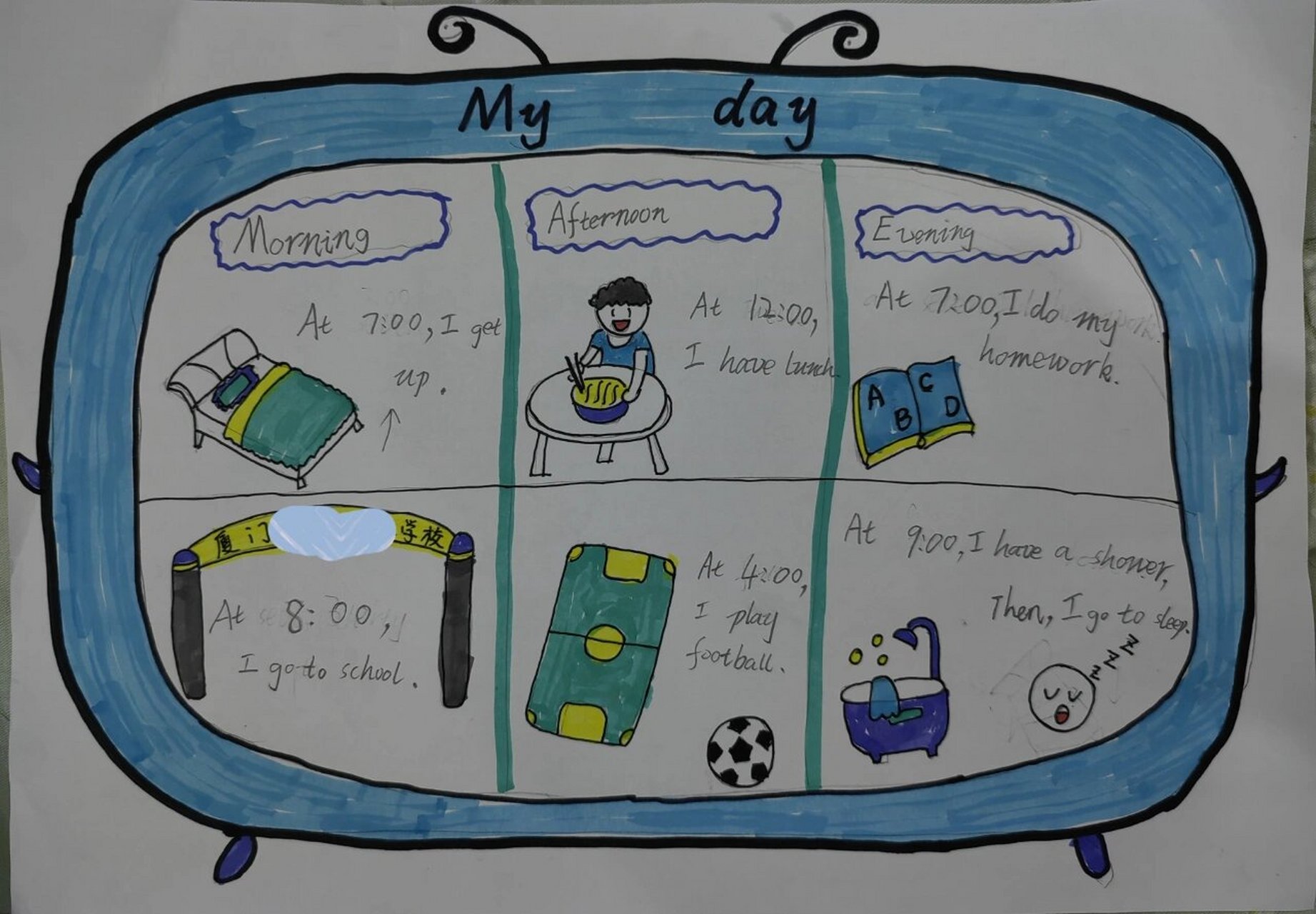my day 我的一天英语手抄报 韬弟的英语手抄报my day