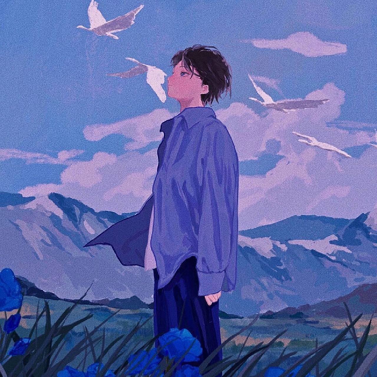 治愈系自由明朗男生动漫头像 追逐自由的少年终将化作飞鸟 ps:图片为